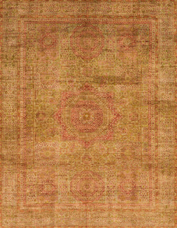Machine Washable Abstract Orange Red Rug, wshabs1640