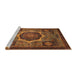 Sideview of Machine Washable Abstract Saffron Red Rug, wshabs1641