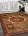 Machine Washable Abstract Saffron Red Rug in a Family Room, wshabs1641