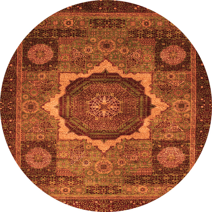 Round Abstract Orange Modern Rug, abs1641org