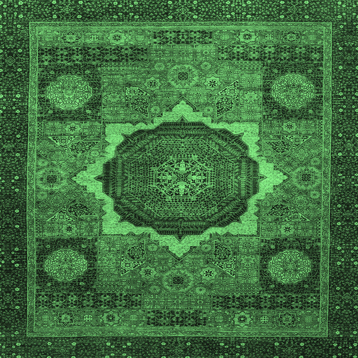 Square Abstract Emerald Green Modern Rug, abs1641emgrn