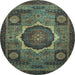 Round Abstract Light Blue Modern Rug, abs1641lblu