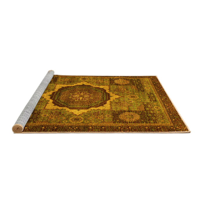 Sideview of Machine Washable Abstract Yellow Modern Rug, wshabs1641yw