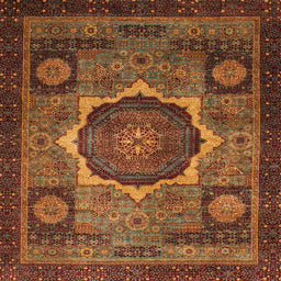 Square Abstract Saffron Red Modern Rug, abs1641