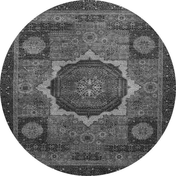Round Machine Washable Abstract Gray Modern Rug, wshabs1641gry