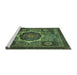 Sideview of Machine Washable Abstract Turquoise Modern Area Rugs, wshabs1641turq