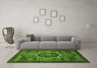 Machine Washable Abstract Green Modern Rug, wshabs1641grn