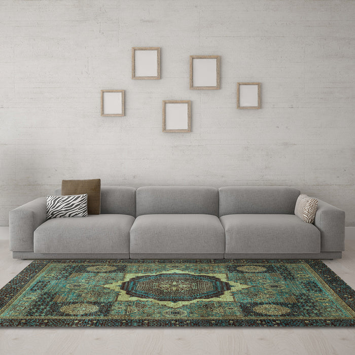 Machine Washable Abstract Light Blue Modern Rug in a Living Room, wshabs1641lblu