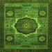 Square Machine Washable Abstract Green Modern Area Rugs, wshabs1641grn