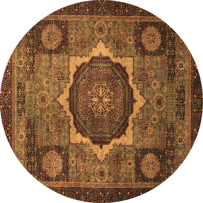 Round Abstract Brown Modern Rug, abs1641brn