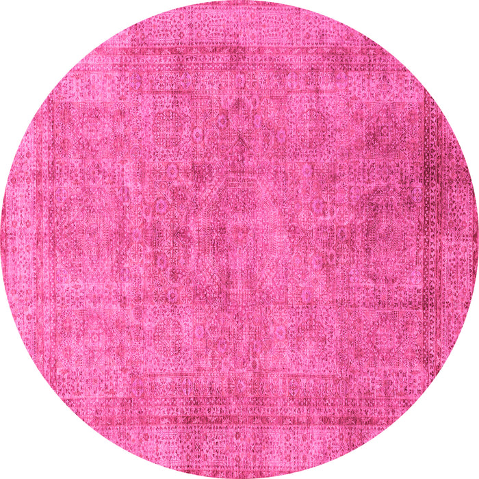 Round Abstract Pink Modern Rug, abs1642pnk