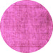 Round Machine Washable Abstract Purple Modern Area Rugs, wshabs1642pur