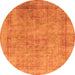 Round Abstract Orange Modern Rug, abs1642org