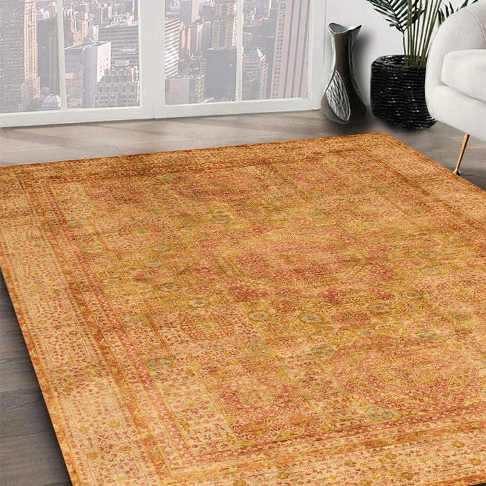 Abstract Orange Modern Rug in Family Room, abs1642