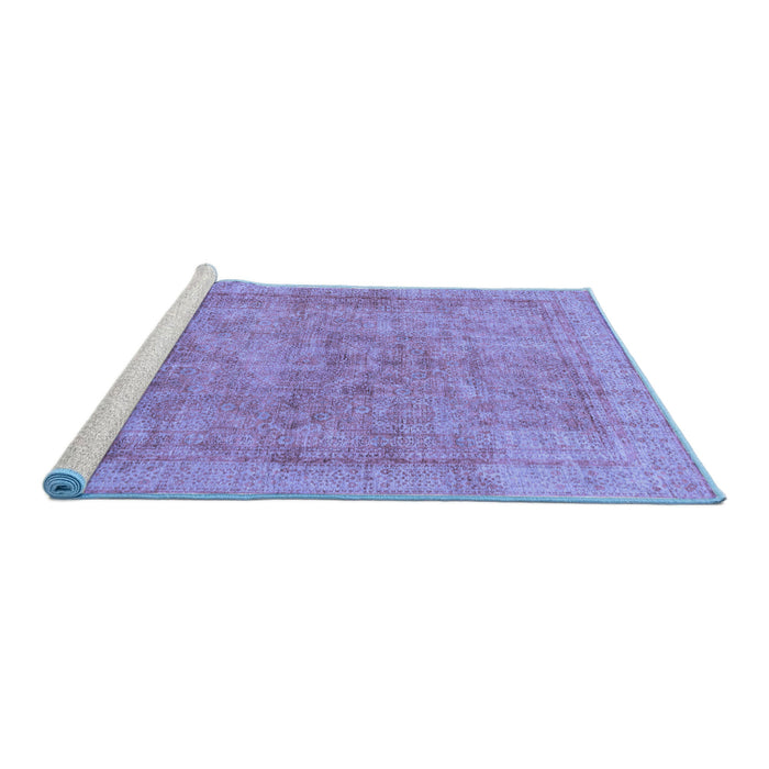Sideview of Machine Washable Abstract Blue Modern Rug, wshabs1642blu