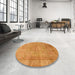 Round Abstract Orange Modern Rug in a Office, abs1642