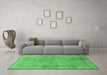 Machine Washable Abstract Emerald Green Modern Area Rugs in a Living Room,, wshabs1642emgrn