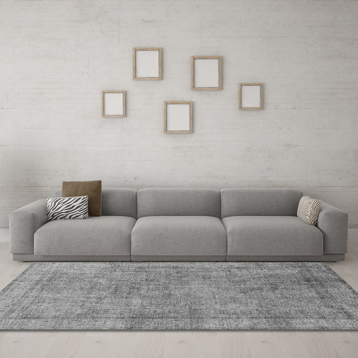 Machine Washable Abstract Gray Modern Rug in a Living Room,, wshabs1642gry