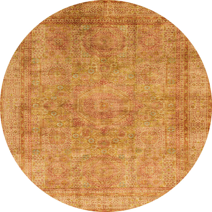 Round Abstract Orange Modern Rug, abs1642