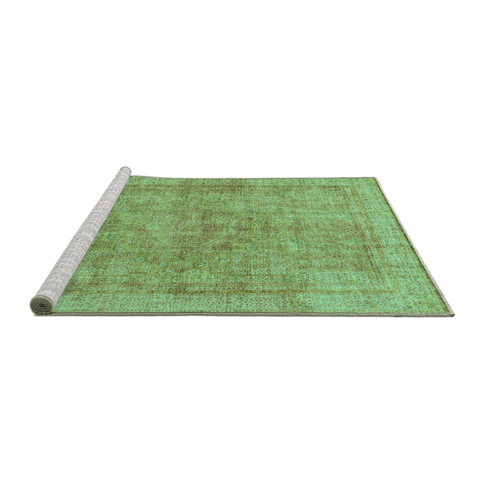Sideview of Machine Washable Abstract Turquoise Modern Area Rugs, wshabs1642turq