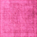 Square Machine Washable Abstract Pink Modern Rug, wshabs1642pnk