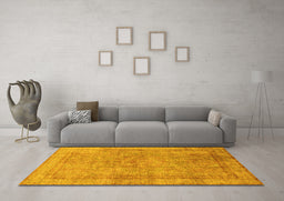 Machine Washable Abstract Yellow Modern Rug in a Living Room, wshabs1642yw