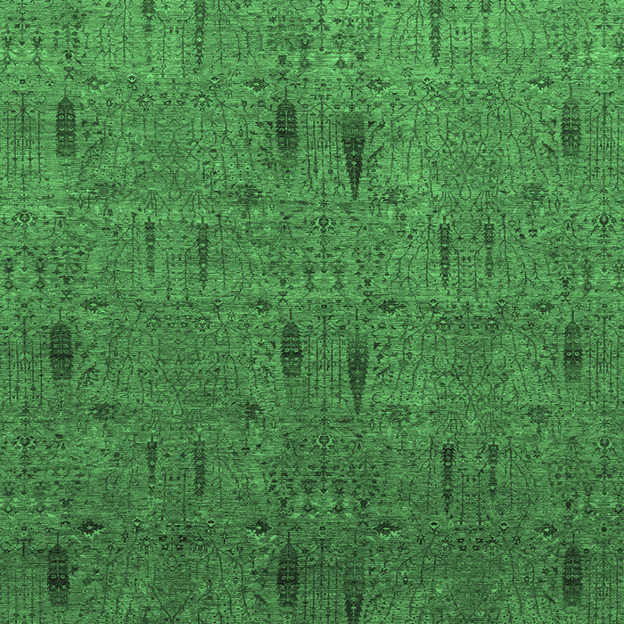 Square Machine Washable Abstract Emerald Green Modern Area Rugs, wshabs1643emgrn