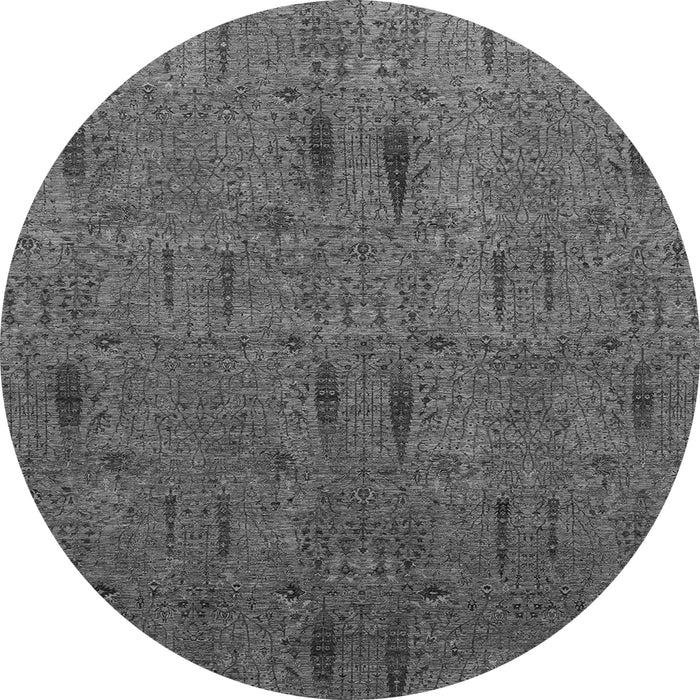 Round Machine Washable Abstract Gray Modern Rug, wshabs1643gry