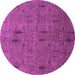 Round Machine Washable Abstract Purple Modern Area Rugs, wshabs1643pur