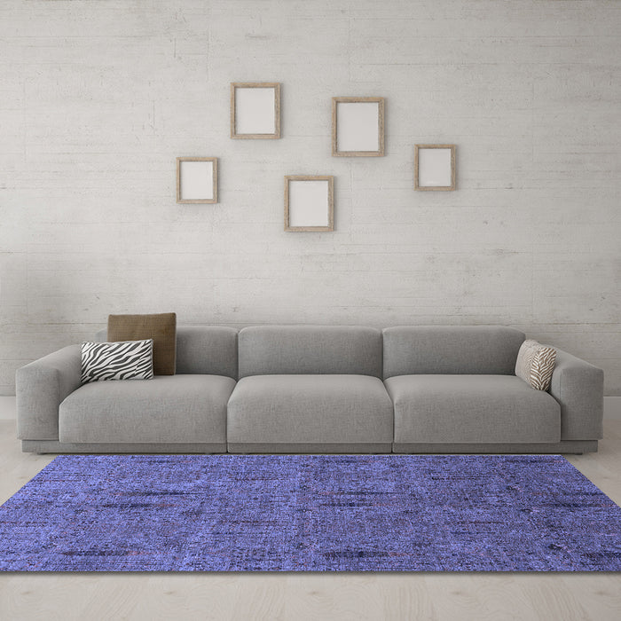 Machine Washable Abstract Blue Modern Rug in a Living Room, wshabs1643blu