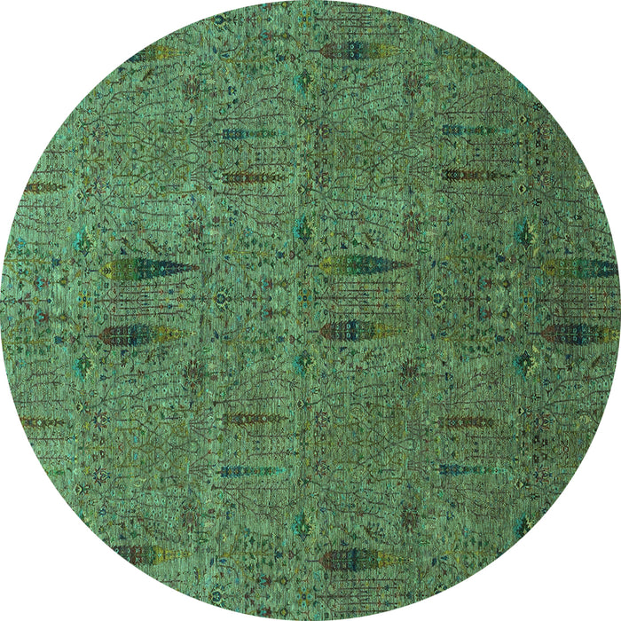 Round Machine Washable Abstract Turquoise Modern Area Rugs, wshabs1643turq