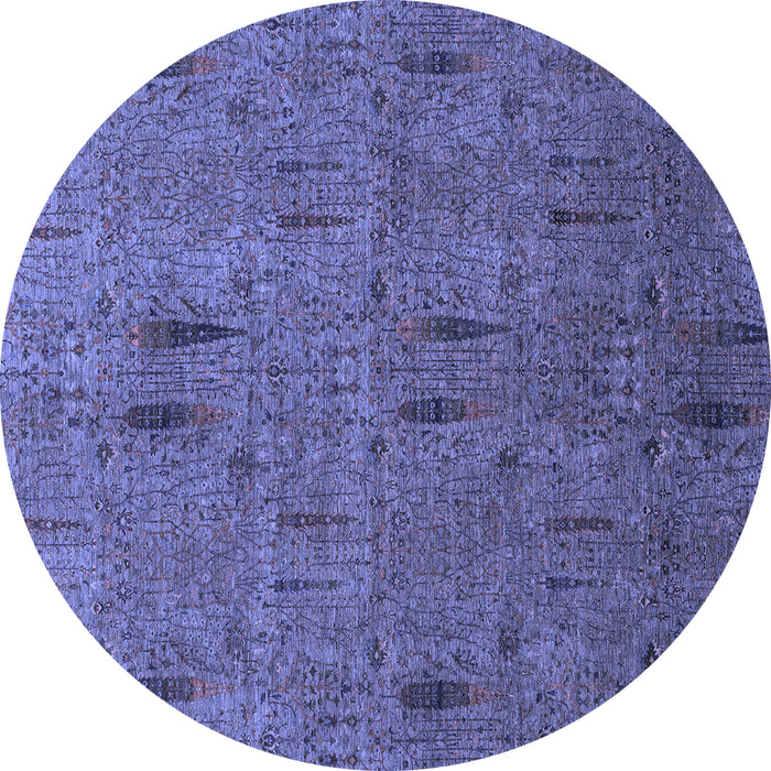 Round Machine Washable Abstract Blue Modern Rug, wshabs1643blu