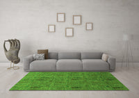 Machine Washable Abstract Green Modern Rug, wshabs1643grn