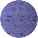 Round Abstract Blue Modern Rug, abs1643blu