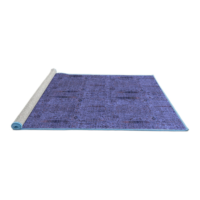 Sideview of Machine Washable Abstract Blue Modern Rug, wshabs1643blu