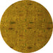 Round Abstract Yellow Modern Rug, abs1643yw