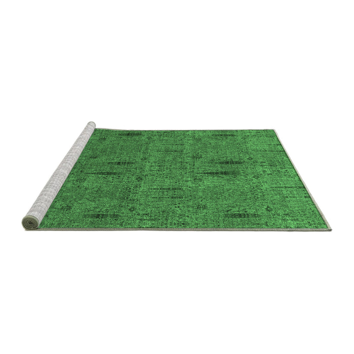 Sideview of Machine Washable Abstract Emerald Green Modern Area Rugs, wshabs1643emgrn