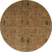 Round Abstract Cinnamon Brown Modern Rug, abs1643