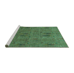 Sideview of Machine Washable Abstract Turquoise Modern Area Rugs, wshabs1643turq