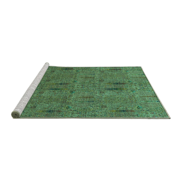 Sideview of Machine Washable Abstract Turquoise Modern Area Rugs, wshabs1643turq