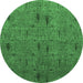 Round Abstract Emerald Green Modern Rug, abs1643emgrn