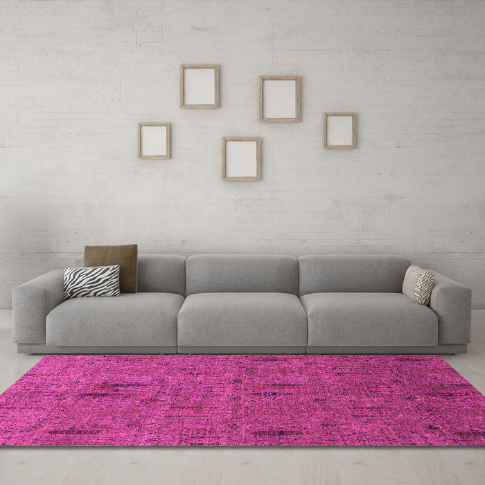 Machine Washable Abstract Pink Modern Rug in a Living Room, wshabs1643pnk