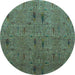 Round Abstract Light Blue Modern Rug, abs1643lblu