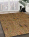 Machine Washable Abstract Cinnamon Brown Rug in a Family Room, wshabs1643