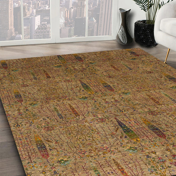 Machine Washable Abstract Cinnamon Brown Rug in a Family Room, wshabs1643