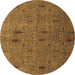 Round Abstract Brown Modern Rug, abs1643brn