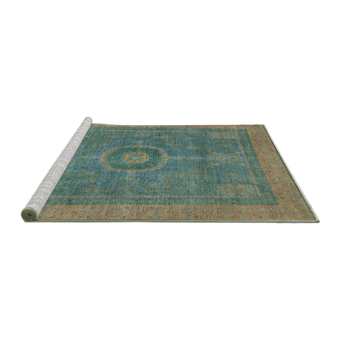 Sideview of Machine Washable Abstract Hazel Green Rug, wshabs1644