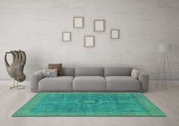Machine Washable Abstract Turquoise Modern Area Rugs in a Living Room,, wshabs1644turq
