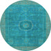 Round Machine Washable Abstract Light Blue Modern Rug, wshabs1644lblu