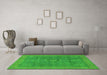 Machine Washable Abstract Green Modern Area Rugs in a Living Room,, wshabs1644grn